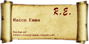 Raics Emma névjegykártya